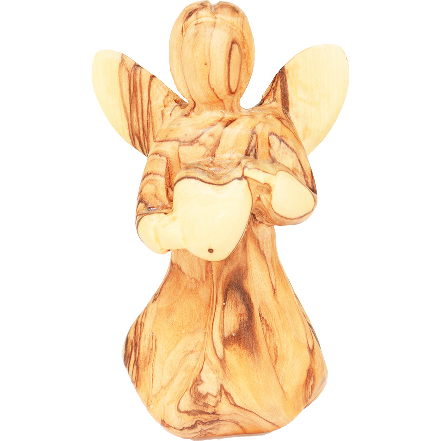 Olive Wood ‘Loving Angel’ Figurine – Made in Bethlehem – 4″