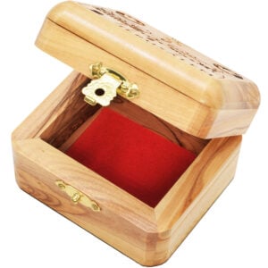 Olive Wood 'Messianic - Grafted In' Olive Wood Box - Made in Israel (open lid)
