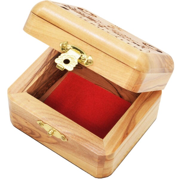 Olive Wood 'Messianic - Grafted In' Olive Wood Box - Made in Israel (open lid)