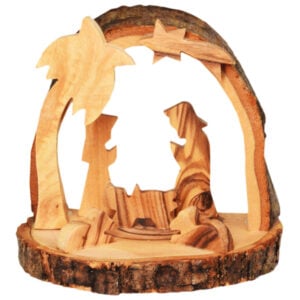 Hollow Cave Christmas Ornament - Bethlehem Olive Wood (front)