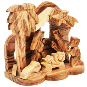 Olive Wood Nativity Creche Ornament from Bethlehem (side view)