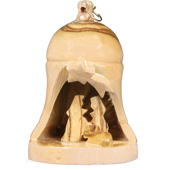 Holy Family Christmas Tree Bell - Olive Wood Gift