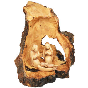 Olive Wood Holy Family Cave Nativity - Hand Carved in Bethlehem