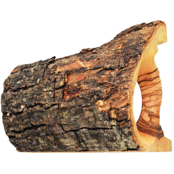 Nativity Scene in Carved Log with Bark - Fixed - 8" inch (rear)