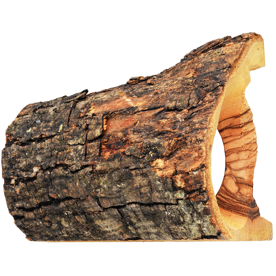 Nativity Scene in Carved Log with Bark – Fixed – 8″ inch (rear)