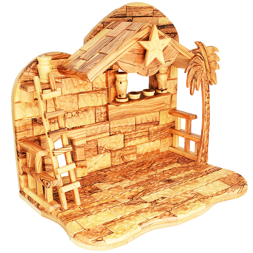 Musical Nativity Stable Only – in Olive Wood from Bethlehem
