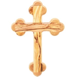 Orthodox Wall Hanging Olive Wood Cross - Made in Bethlehem - 5" (front view)