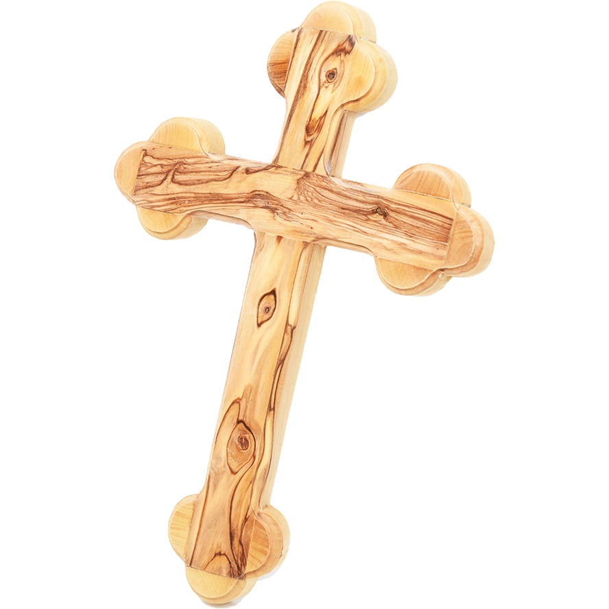 Orthodox Wall Cross made in the Holy Land from Olive Wood - 8.5"