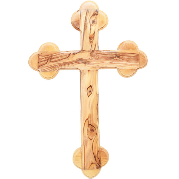 Orthodox Wall Cross made in the Holy Land from Olive Wood - 8.5" (front view)