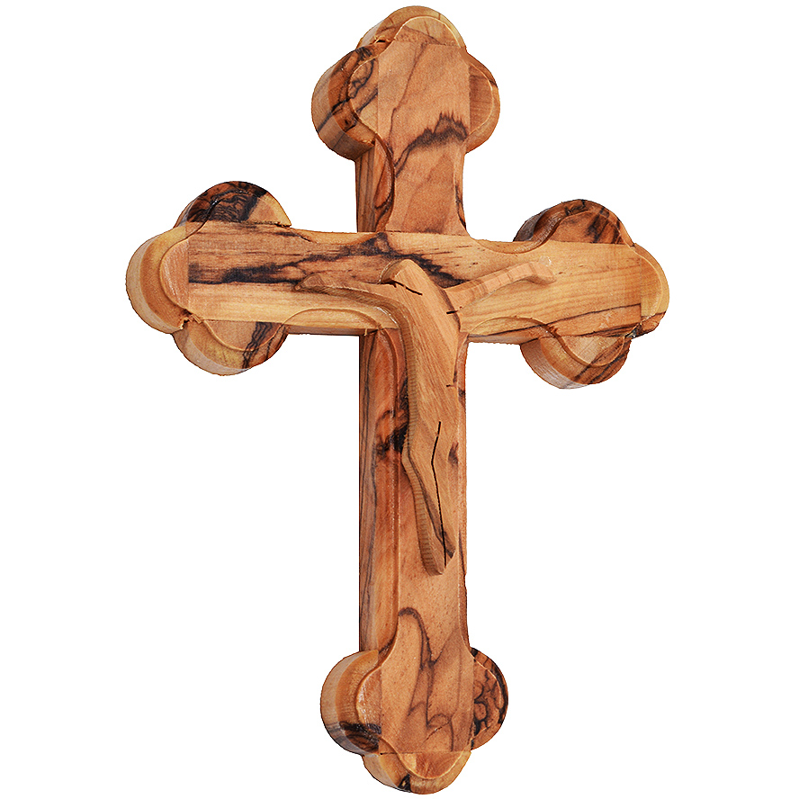 Olive Wood Orthodox Crucifix from Jerusalem – Wall Hanging – 6″ inch