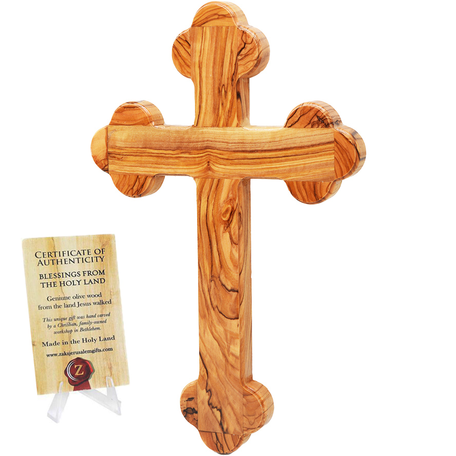 Wooden Orthodox Wall Cross -Made in the Holy Land – 11″