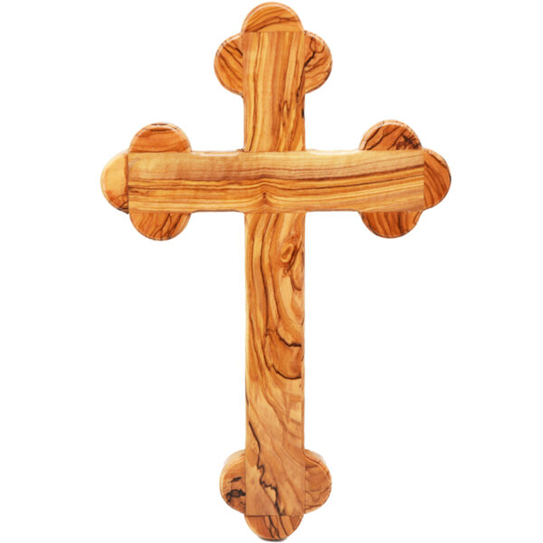 Wooden Orthodox Wall Cross -Made in the Holy Land - 11" (front view)
