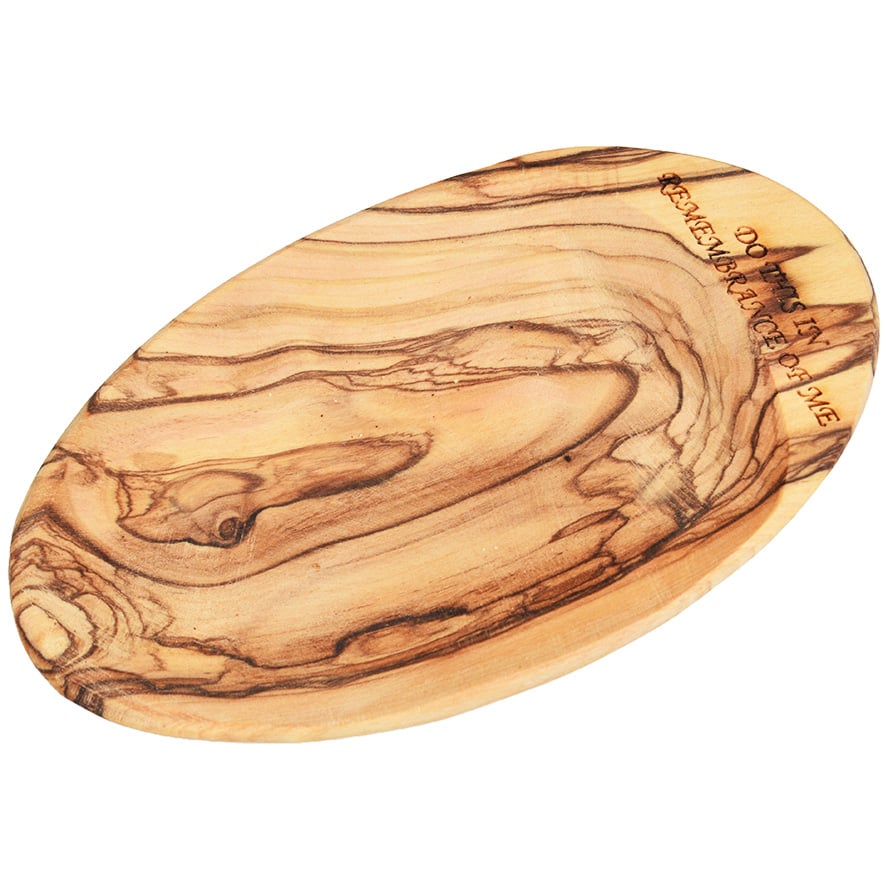 Olive Wood Oval Communion Dish – Made in Israel