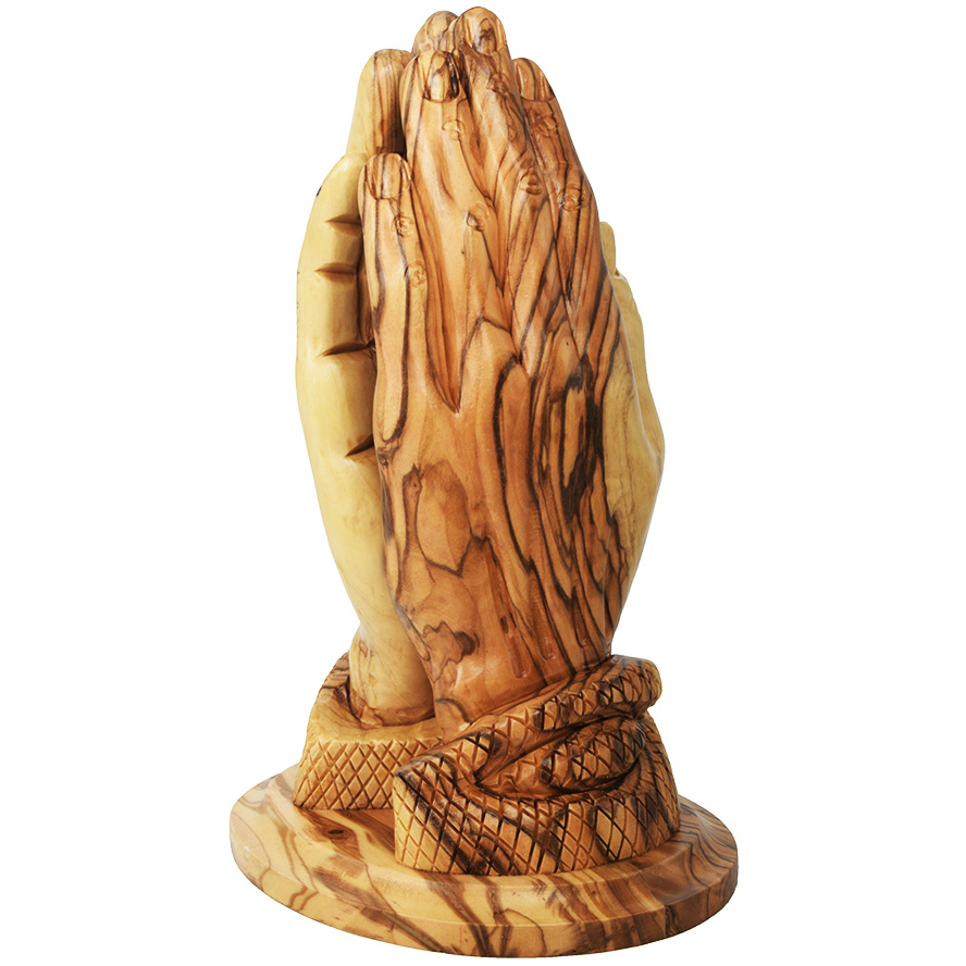 ‘Praying Hands’ Olive Wood Carving – Made in the Holy Land (back)