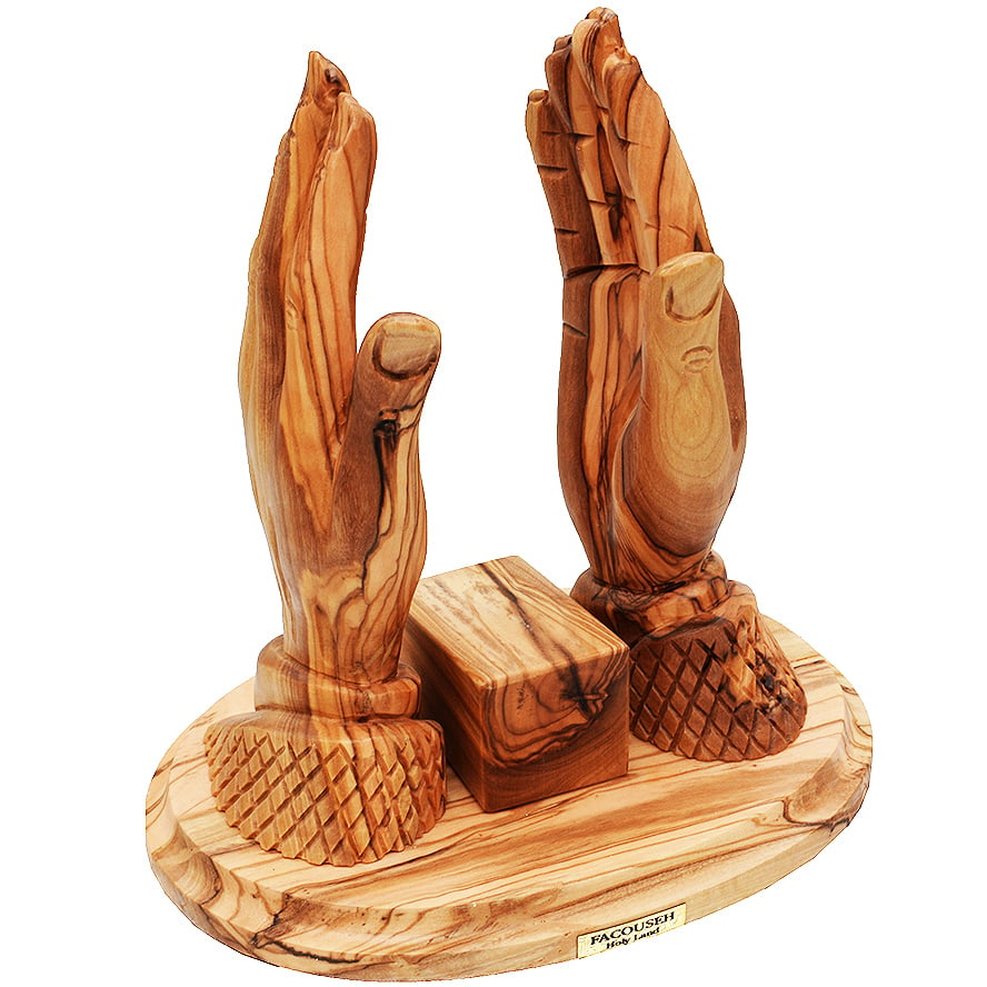 Bible Stand ‘Praying Hands’ Bethlehem Olive Wood Carving