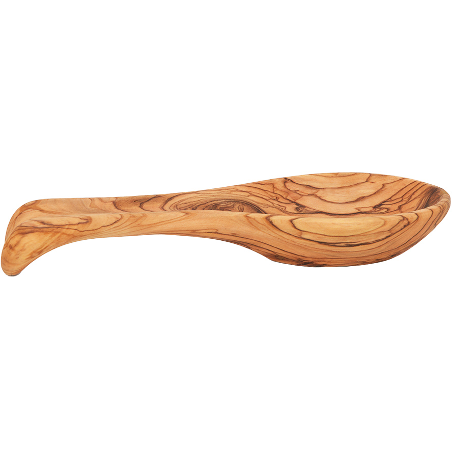 Olive Wood Ramen Soup Spoon – Handcrafted in Israel (flat view)