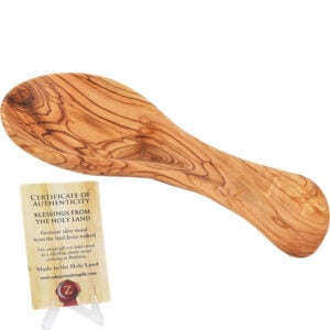 Olive Wood Ramen Soup Spoon - Handcrafted in Israel (left view)