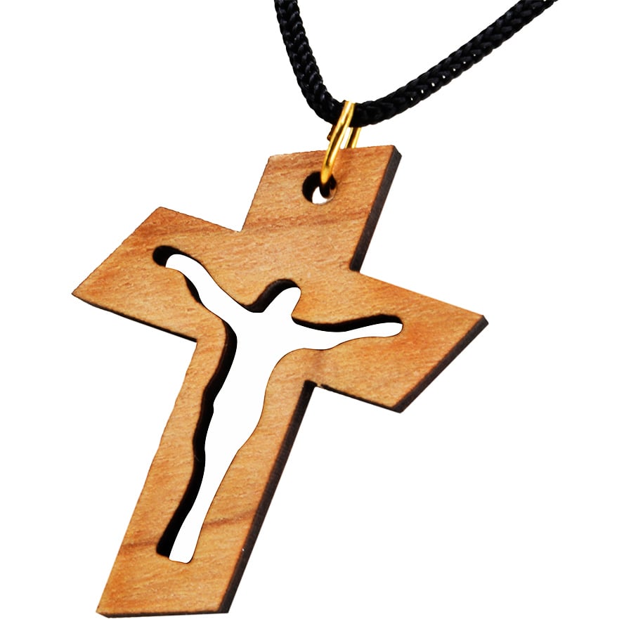 Olive Wood ‘Resurrection Cross’ Necklace – Made in the Holy Land