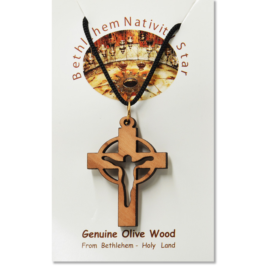 Olive Wood ‘Resurrection Cross’ Pendant – Made in Bethlehem (certificate)