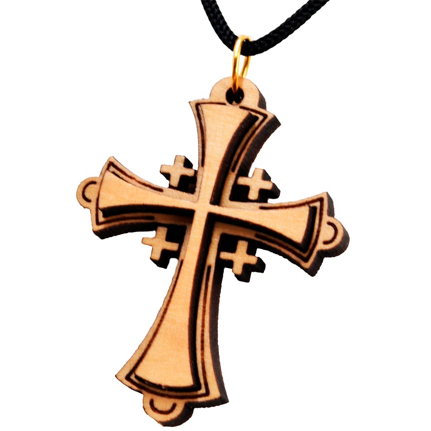 Olive Wood ‘Roman Catholic Cross’ Necklace – Made in the Holy Land