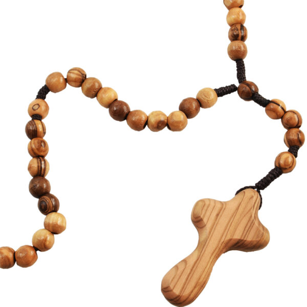 Olive Wood Rosary Beads with 'Comfort Cross' from Jerusalem (detail)