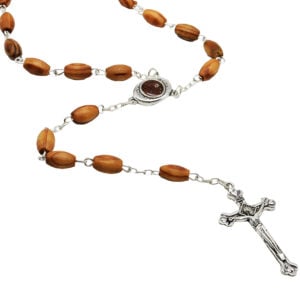 Olive Wood Franciscan Rosary - Rosaries from Jerusalem with Soil