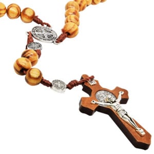 Olive Wood St. Benedict Catholic Rosary - Rosaries from Jerusalem - Detail