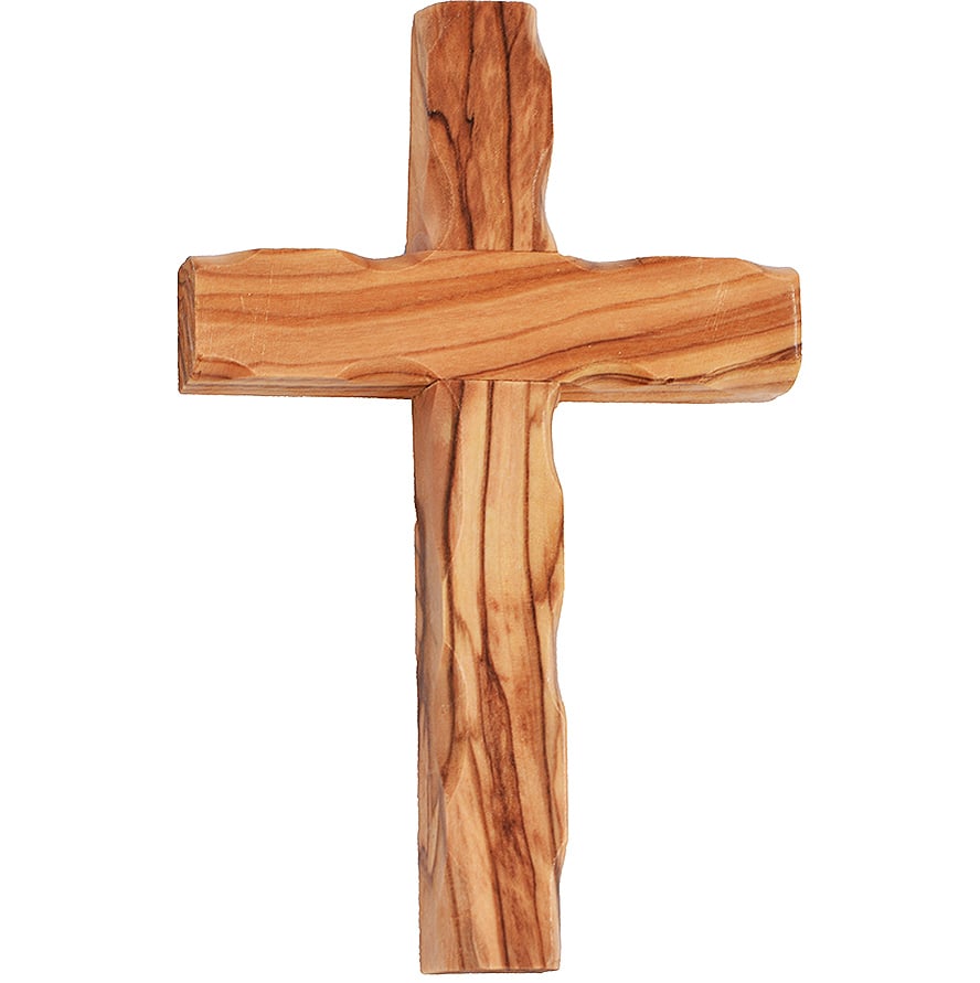 Olive Wood 'Rugged Cross' Wall Hanging from Jerusalem - 6" inch