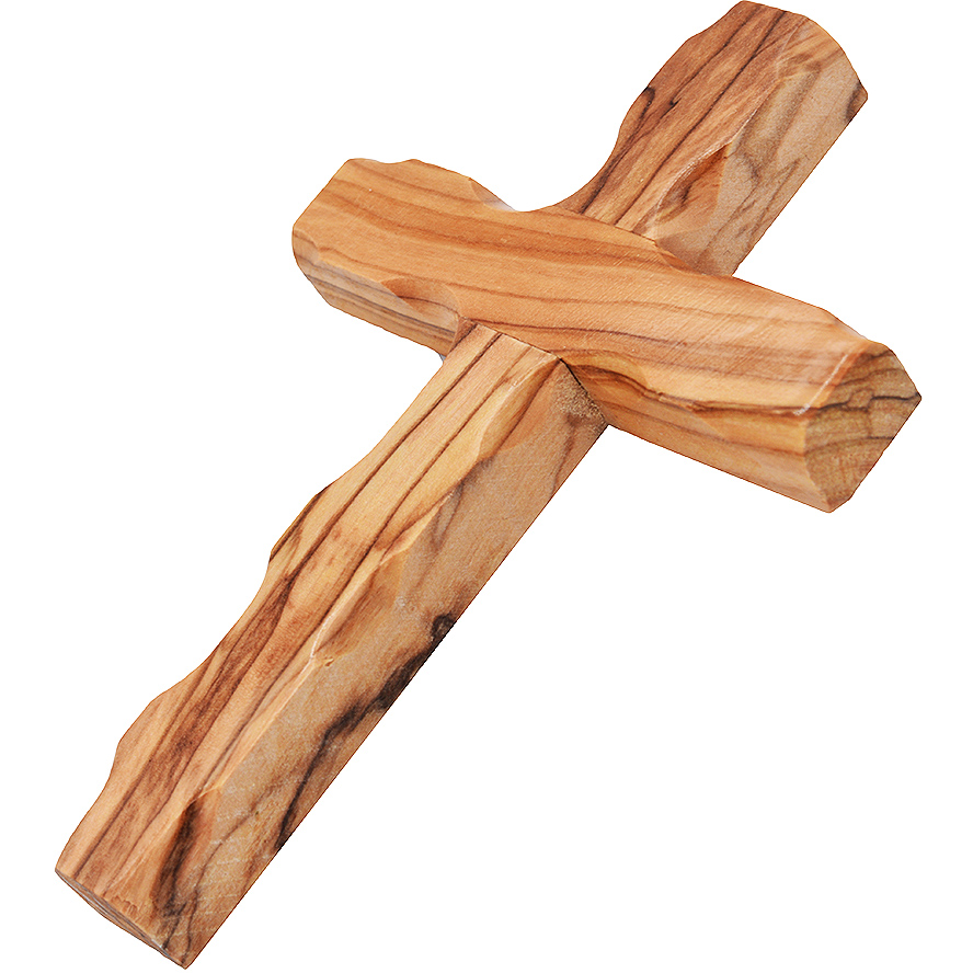 Olive Wood 'Rugged Cross' Wall Hanging from Jerusalem - 5" inch