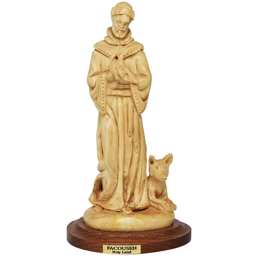 Saint Francis of Assisi' Olive Wood Carving - Made in the Holy Land