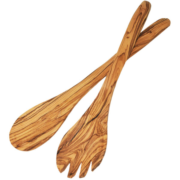 Salad Servers' Made from Olive Wood in the Holy Land - 12"