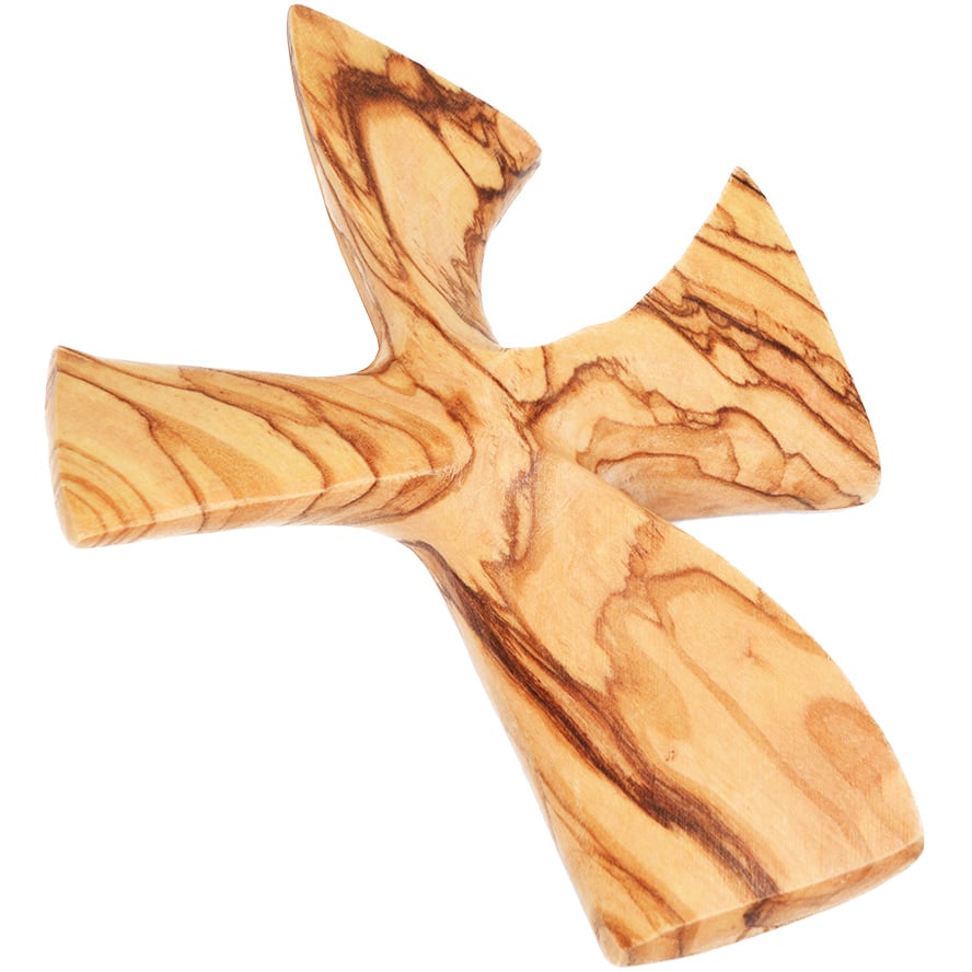 Olive Wood Formed Palm Cross – Comfort Cross from Jerusalem – 4.5″