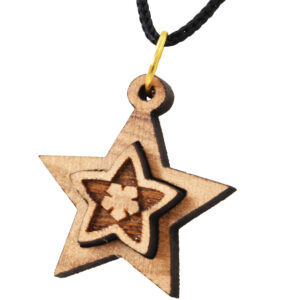 Olive Wood Star 3D Necklace - Made in the Holy Land