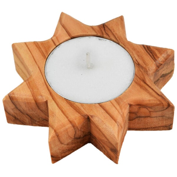 Olive Wood Star Candle Holder from Jerusalem