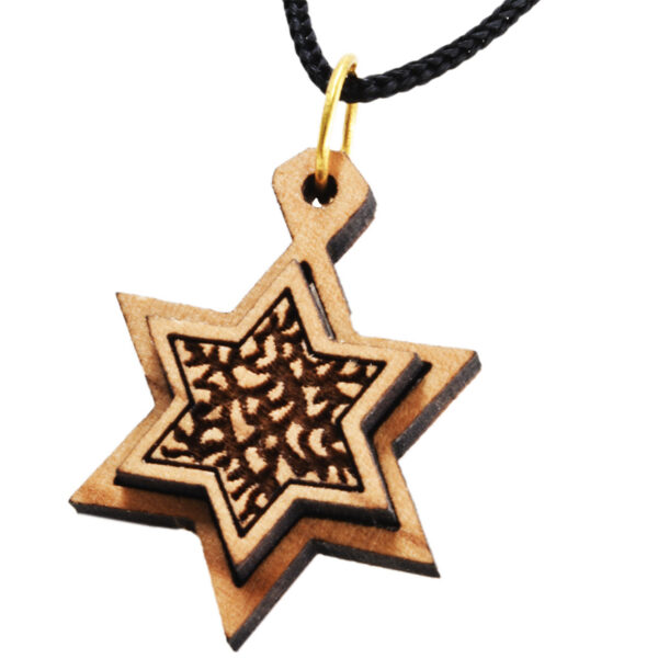 Olive Wood 'Star of David' 3D Necklace - Made in Bethlehem