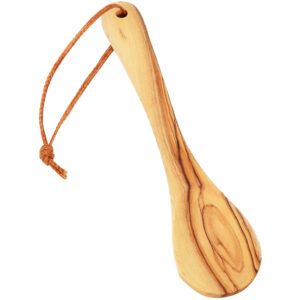 Olive Wood Teaspoon with Hanger - Handcrafted in Israel (long view)