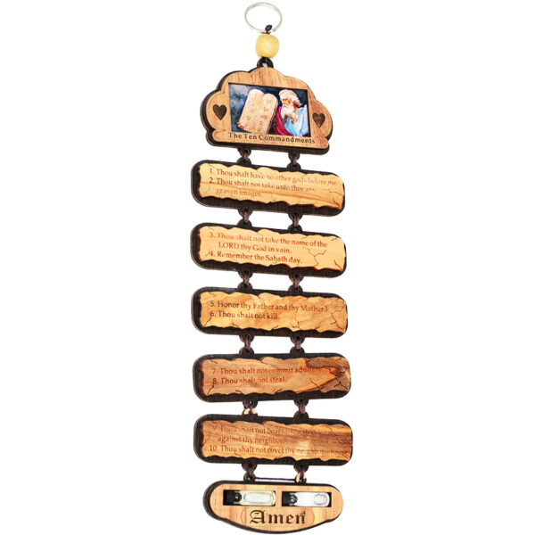 Moses 'The Ten Commandments' Wall Hanging in Olive Wood