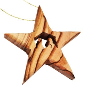 Star of Bethlehem' Nativity Olive Wood Christmas Tree Decorations
