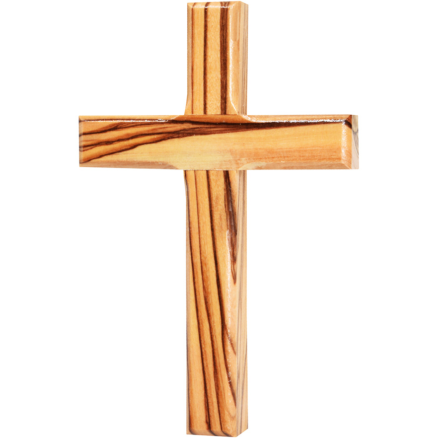 Olive Wood Cross Wall Hanging from Jerusalem – 5″ inch (front view)
