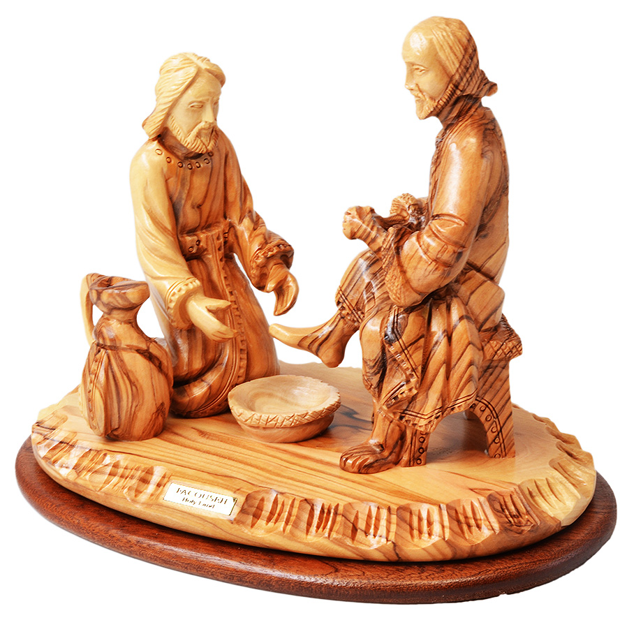 'Jesus Washing the Feet of Peter' Olive Wood Ornament - 8.5