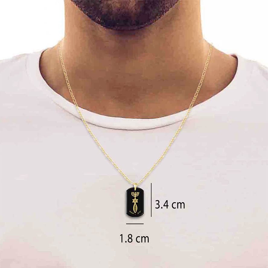 Messianic 24k Nano Engraved ‘One New Man’ Onyx and 14k Gold Necklace (worn by guy)