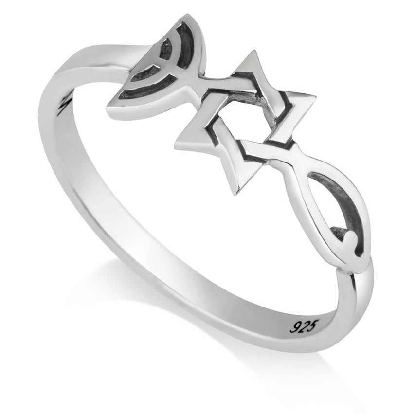 One New Man In Jesus Messianic 925 Silver Ring From Israel