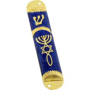 Messianic 'One New Man' Mezuzah with Printed Parchment - Blue 4"
