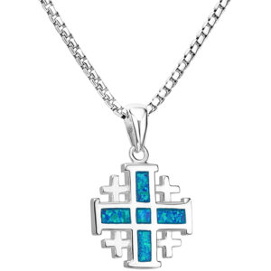 The 'Jerusalem Cross' Sterling Silver Gospel Necklace with Opal (with chain)