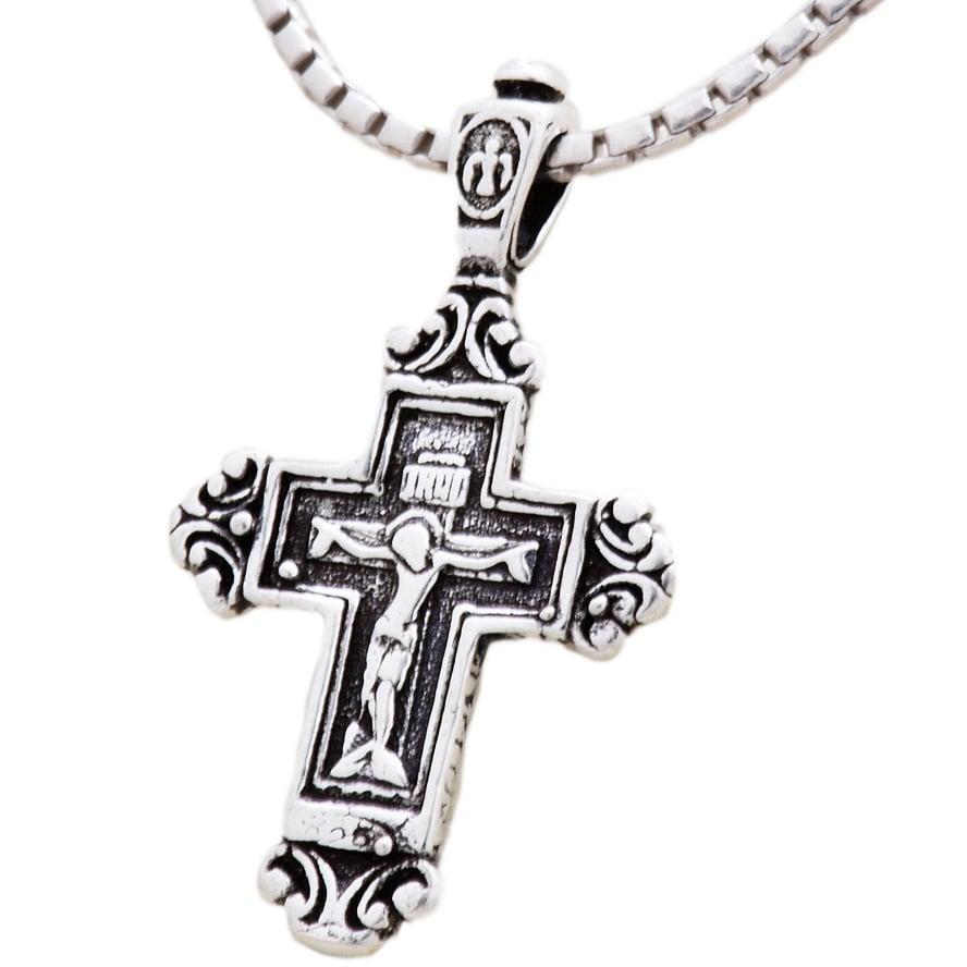 Crucifix Pendant with 'Jesus and Mary' on the back - 925 Silver