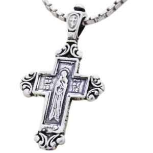 Crucifix Pendant with 'Jesus and Mary' on the back - 925 Silver 'Back view)