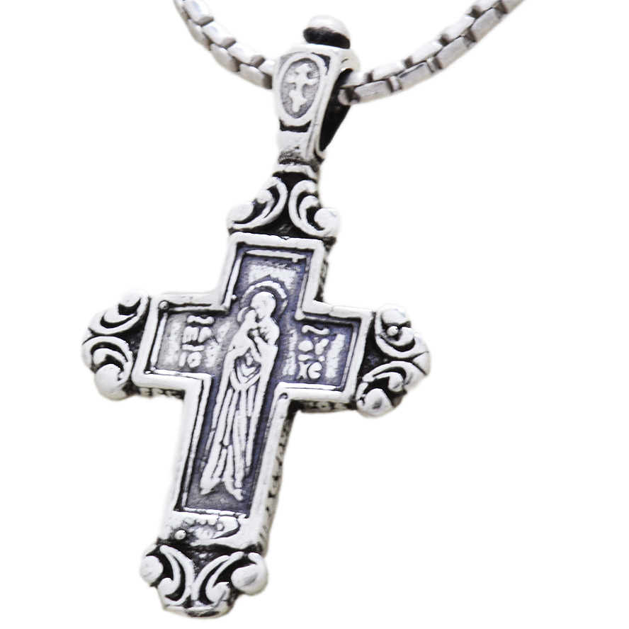 Crucifix Pendant with ‘Jesus and Mary’ on the back – 925 Silver ‘Back view)
