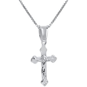 Crucifix Cross Pendant - 925 Sterling Silver - Made in Jerusalem (with chain)