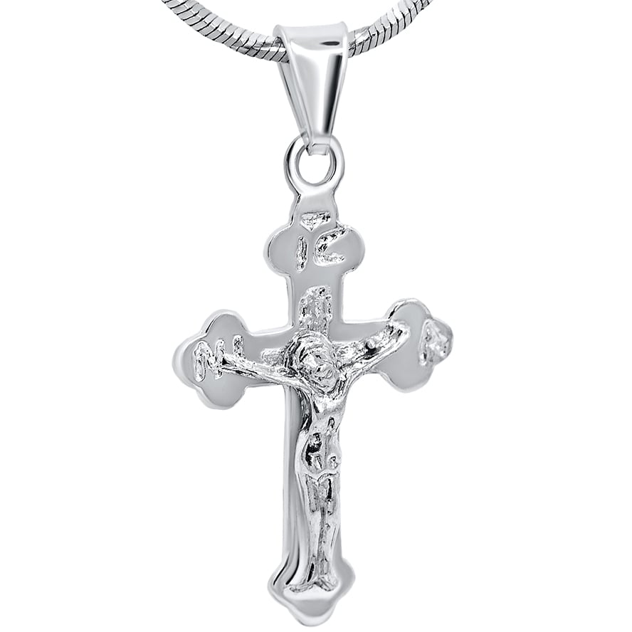 Classic Orthodox Silver Crucifix Pendant from Jerusalem – 1″ inch