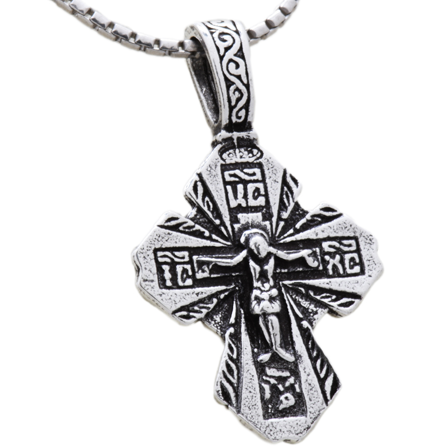 Oxidized Crucifix Sterling Silver Pendant - Made in Jerusalem